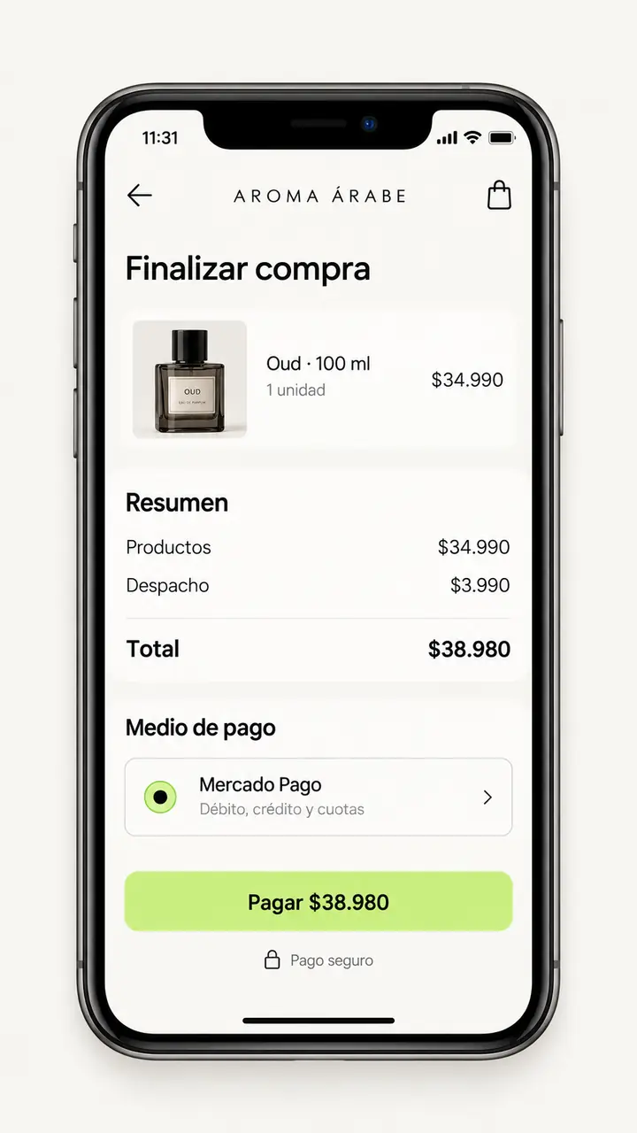 Pantalla de pago de una tienda con Mercado Pago