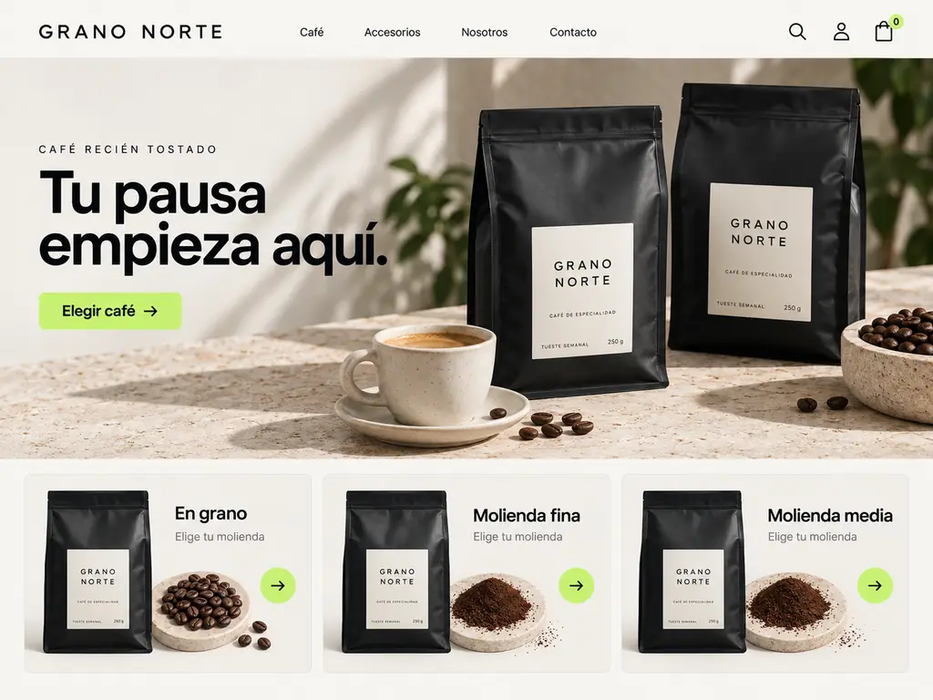 Ejemplo de tienda online del rubro Café
