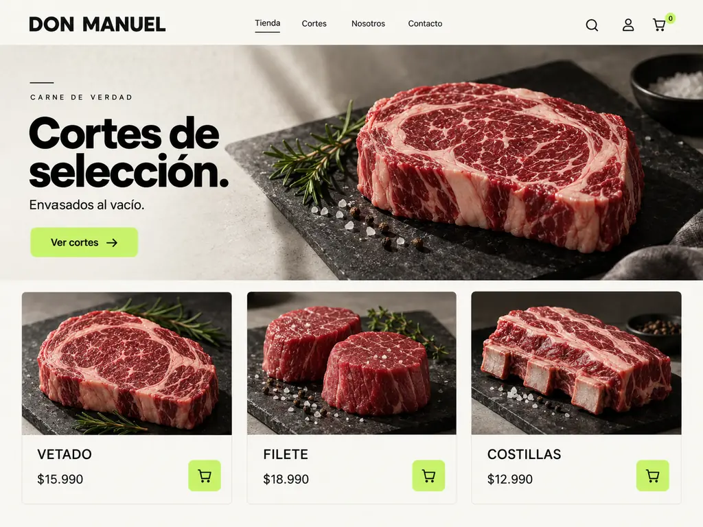 Ejemplo de tienda online del rubro Carnicería