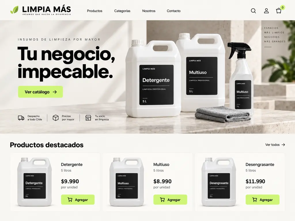 Ejemplo de tienda online del rubro Limpieza