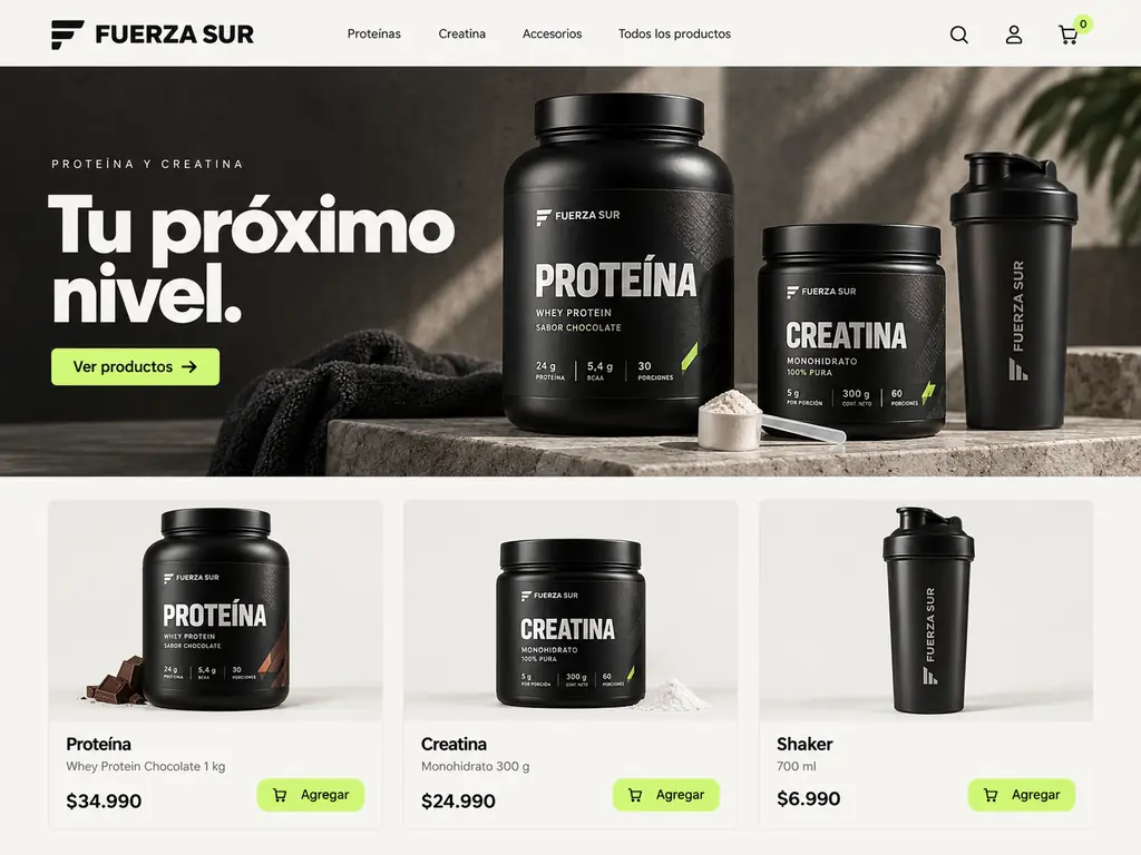 Ejemplo de tienda online del rubro Nutrición