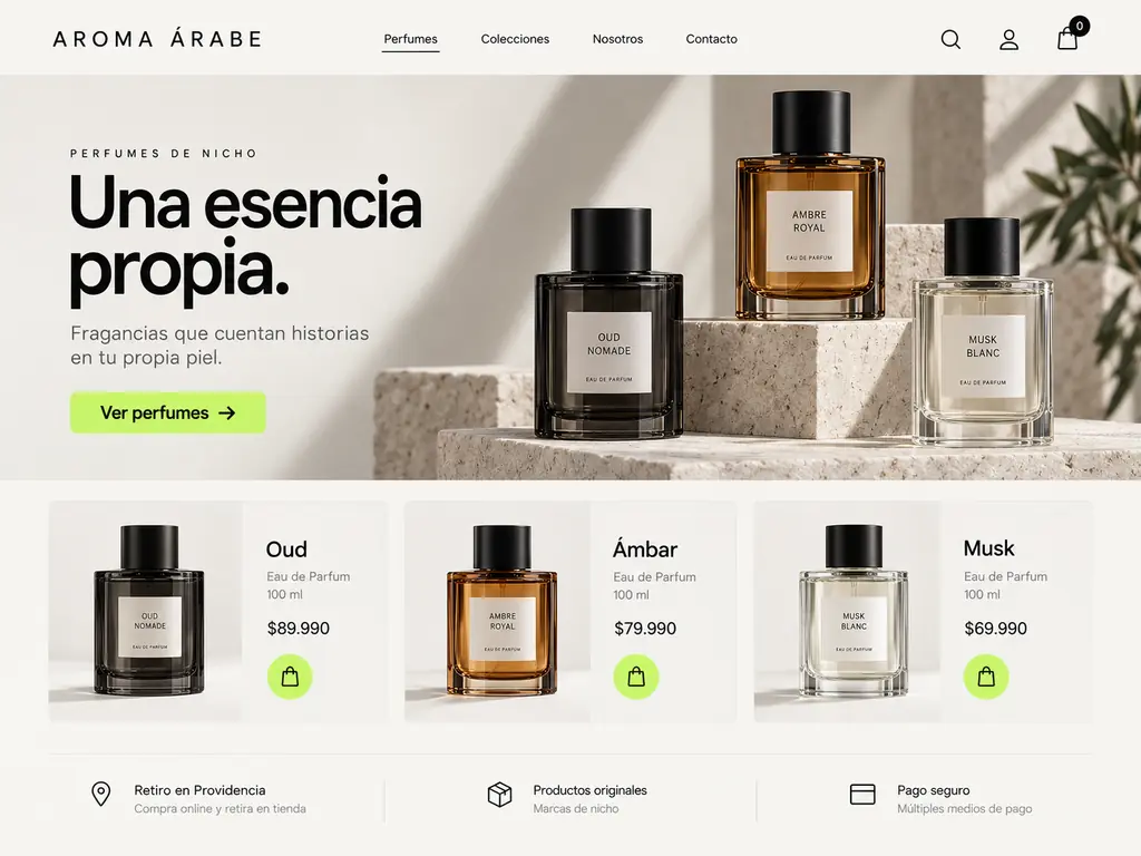 Ejemplo de tienda online del rubro Perfumería