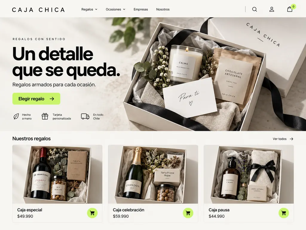 Ejemplo de tienda online del rubro Regalos