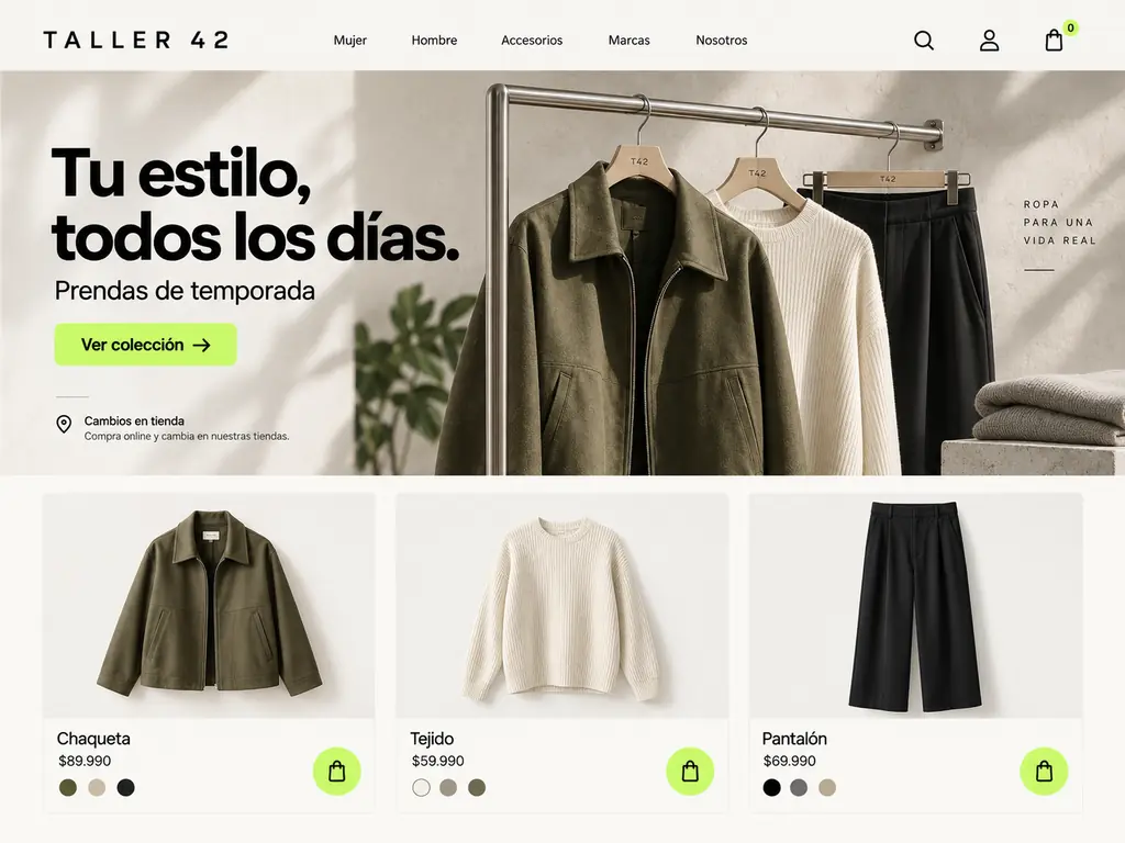 Ejemplo de tienda online del rubro Ropa